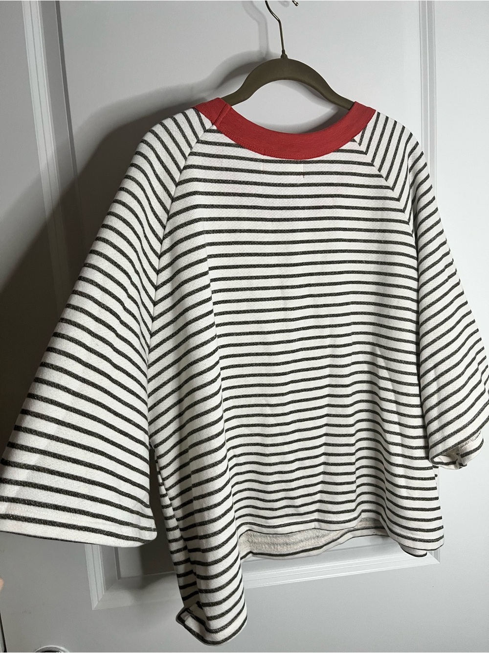 Bucket List Cotton Terry Cloth Lined Striped Cropped Oversize Casual Beach Top L - Picture 6 of 10